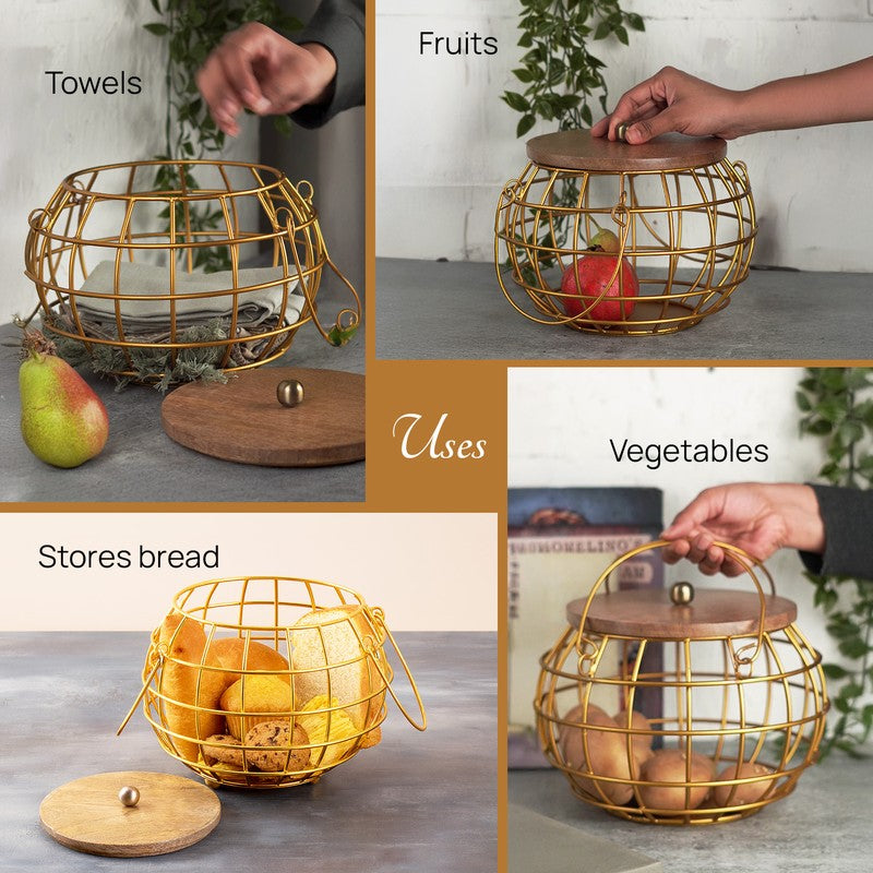 Pot Luck Basket With Lid - Gold media 5