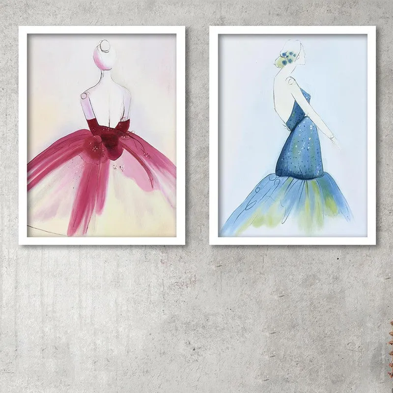 Belleza Paper Wall Painting With MDF Frame - Set Of Two media 4
