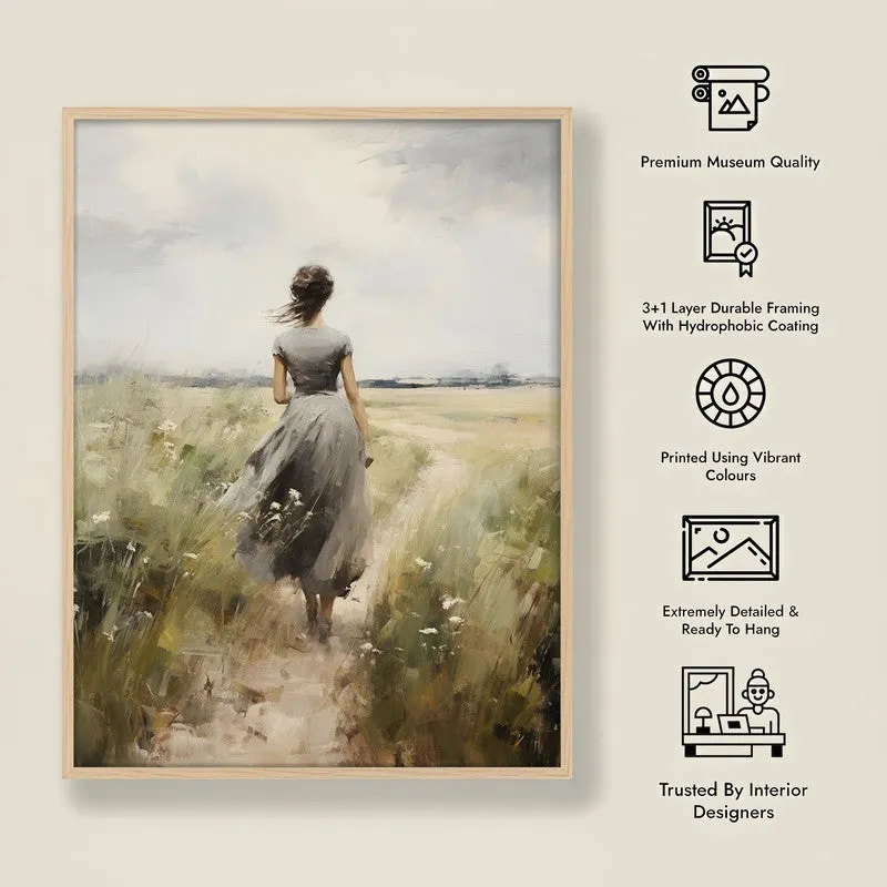 Fields of Solitude Archival Canvas Wall Art - Natural Brown Frame media 8