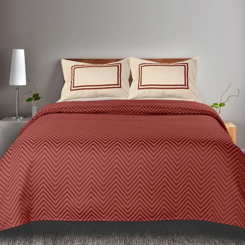Wave Whisper Cotton Bedsheet (Red) - 224 TC media 3