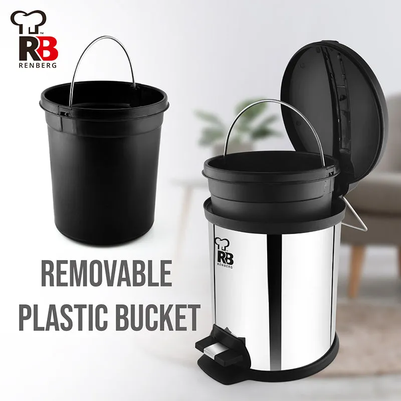 Bergner Silver Step Stainless Steel Pedal Dust Bin - 5000 mL media 5