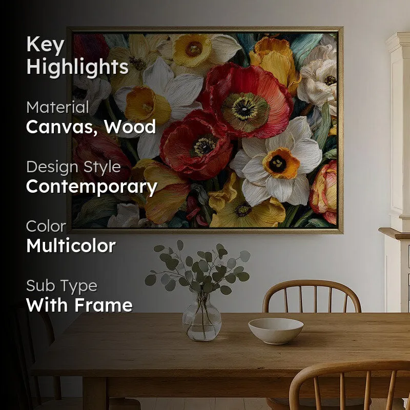 Floral Tapestry Canvas Wall Painting With Frame media 2