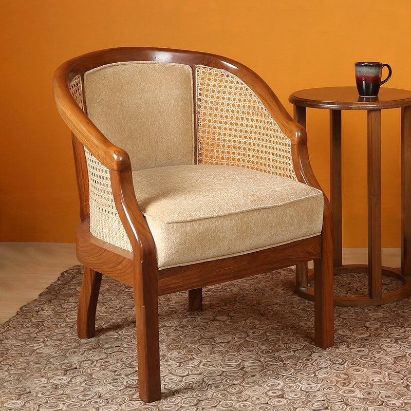 Dura Barrel Teak Wood Accent Chair