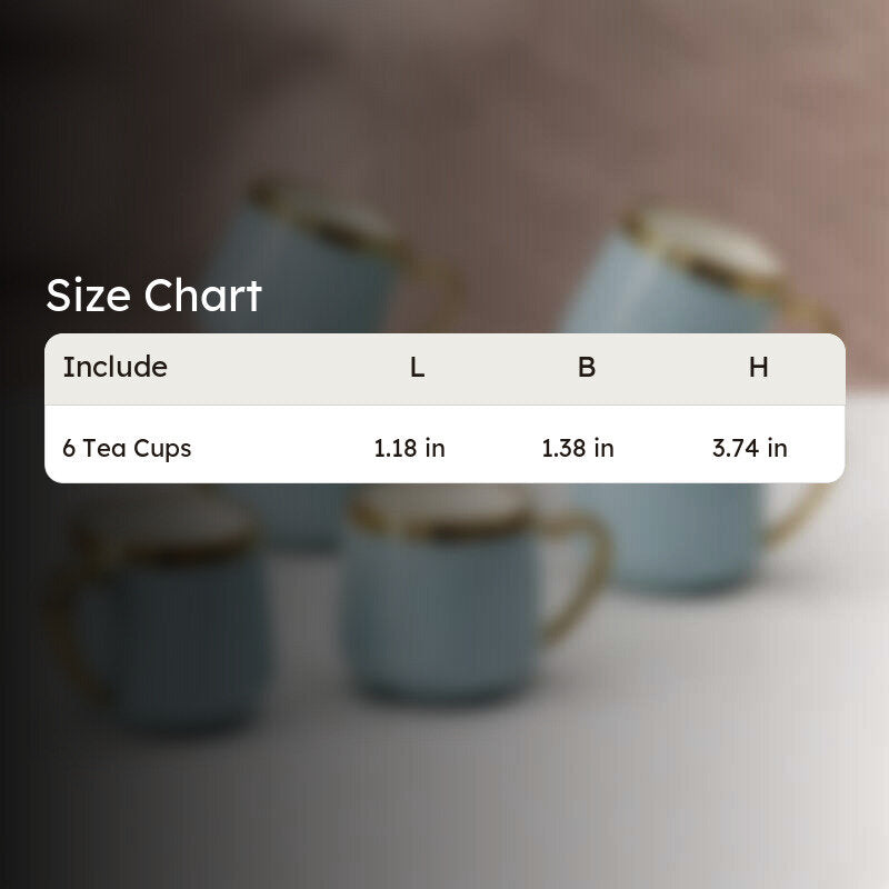 Cupino Porcelain Tea Cup (220 mL Each,Blue) - Set Of Six media 6