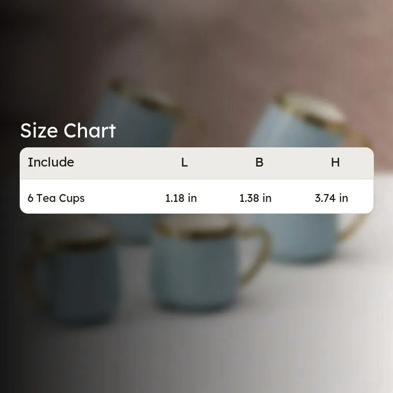 Cupino Porcelain Tea Cup (220 mL Each,Blue) - Set Of Six media 6