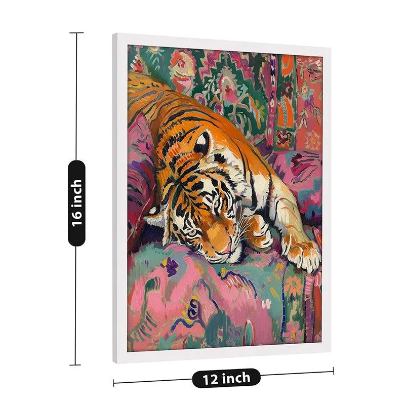 Cosmic Tiger Canvas Wall Art With Frame - White media 8