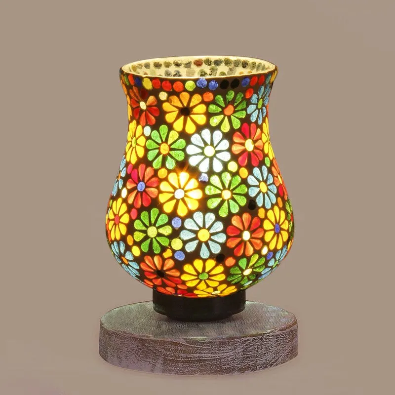 Lumessa Mosaic Glass Table Lamp With Wooden Base - Multicolor media 7