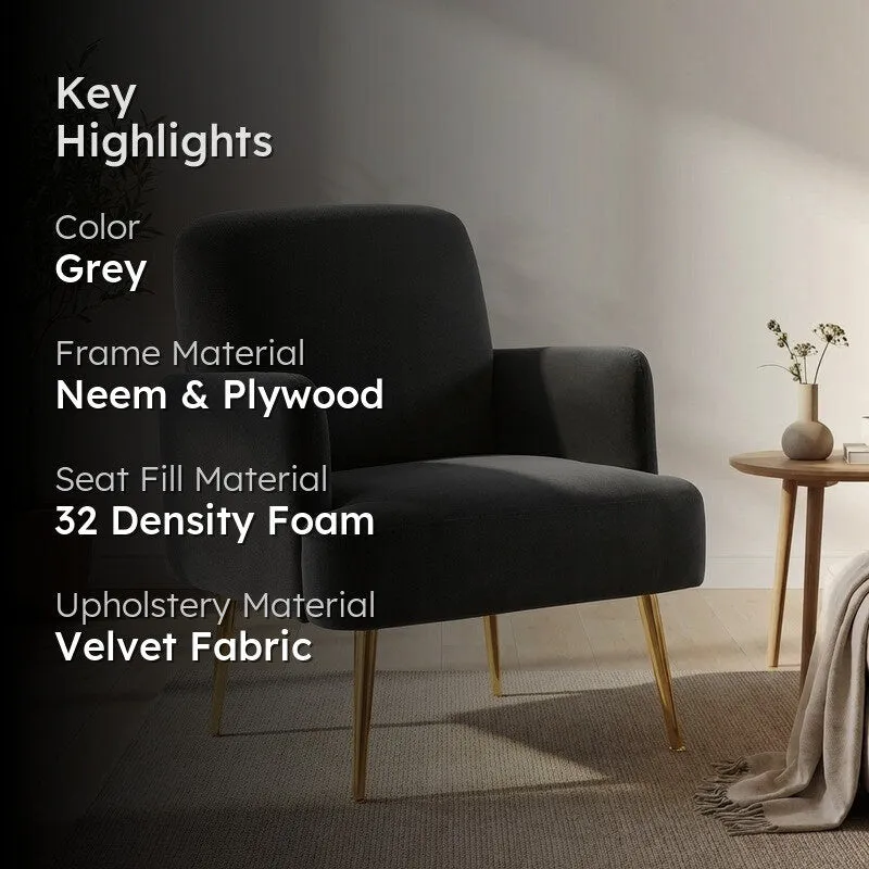 Serenza Neem Wood Accent Chair - Grey media 2