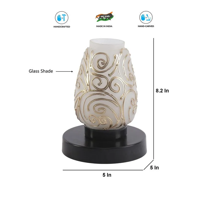 Spledra Glass Table Lamp With Wooden Base - Multicolor media 8