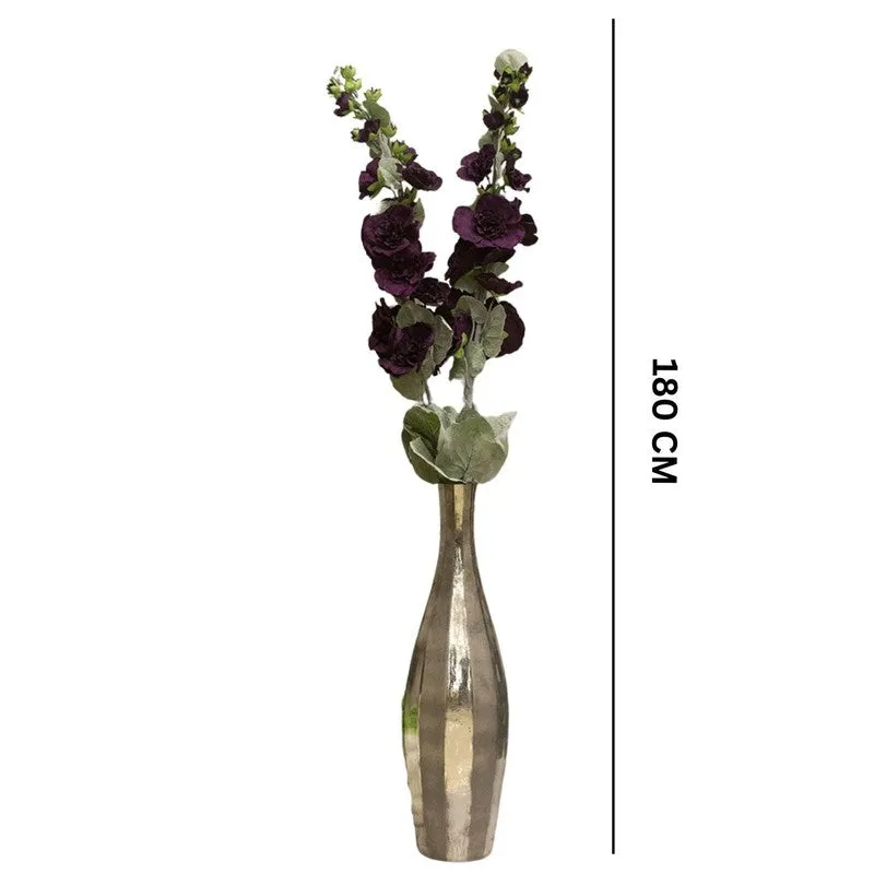 Fresh-Style Artificial Holyhocks Flower Stick (Purple) - Set of Two media 6