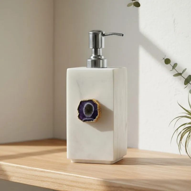 Kade Handcrafted Agate & Marble Soap Dispenser - Purple media 1