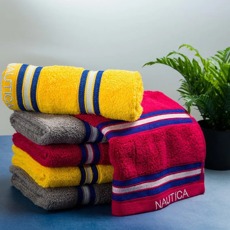 Nautica Dove Dual Down Cotton Hand Towel (Yellow,Red & Grey) - Set Of Six media 3