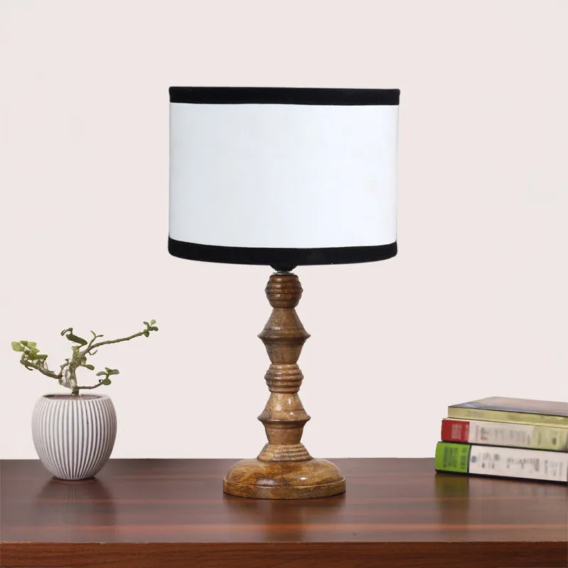 Cotin I Stripe Timber Wooden Table Lamp - White,Brown media 3