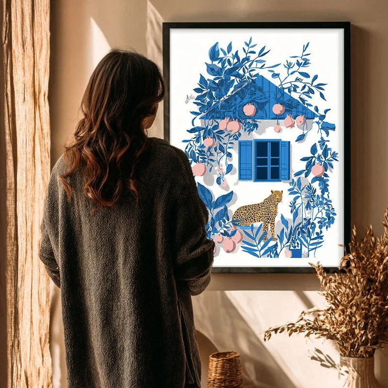 Azureleaf Blue Door Garden Canvas Wall Painting With Black Frame media 4