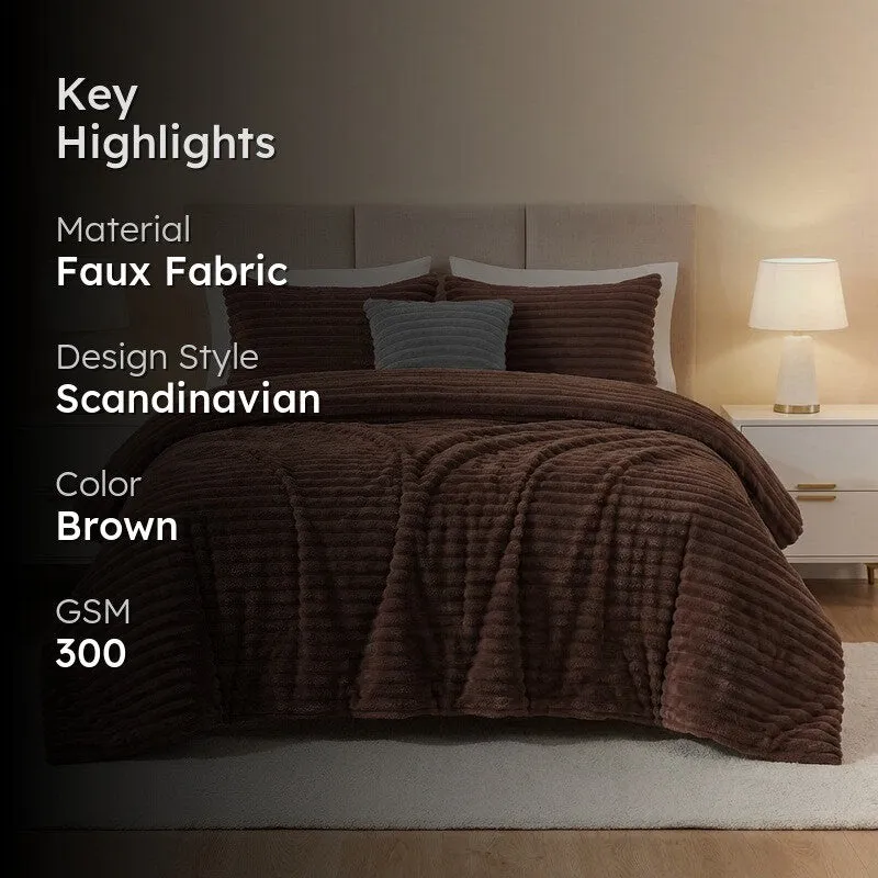 SleepScape Faux Fabric Blanket (Brown)- 300 GSM media 2