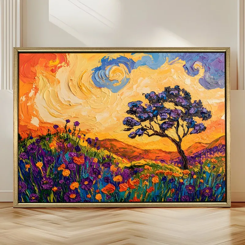 Saffron Sunset Canvas Wall Painting With Frame media 4