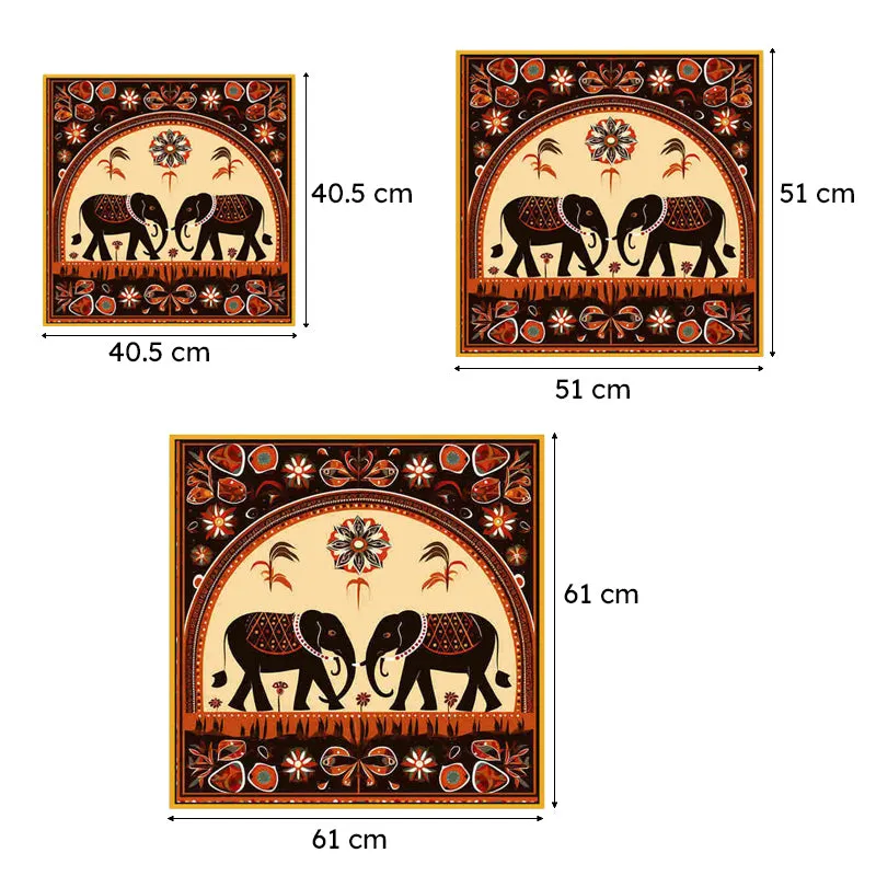 Tribal Haathi Duo Canvas Wall Art With Frame media 6