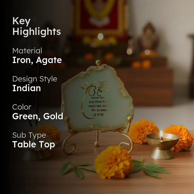 Krishna Blessing Aura Agate Showpiece With Stand - Green media 2