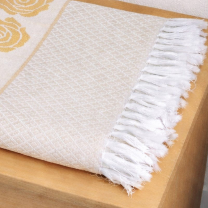 Rosette Cotton Bath Towel (Yellow & White) - Set Of Two media 6