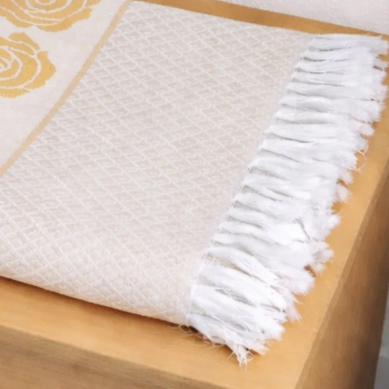 Rosette Cotton Bath Towel (Yellow & White) - Set Of Two media 6