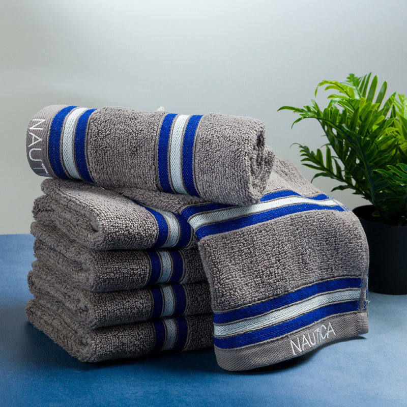 Nautica Dove Dual Cotton Hand Towel (Grey) - Set Of Six media 3