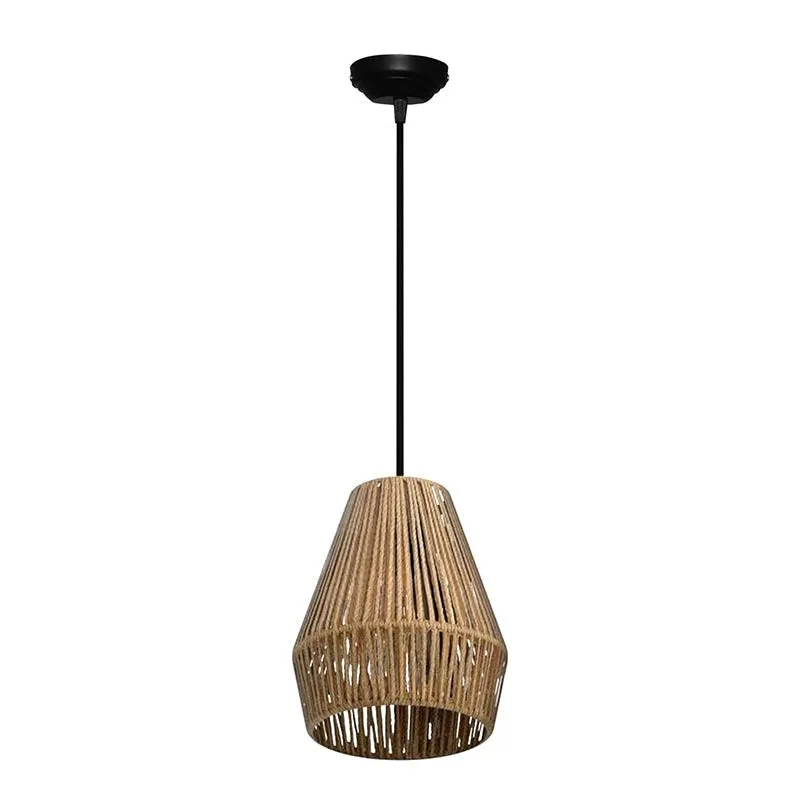 Coastal Woven Raffia Ceiling Lamp - Brown media 4