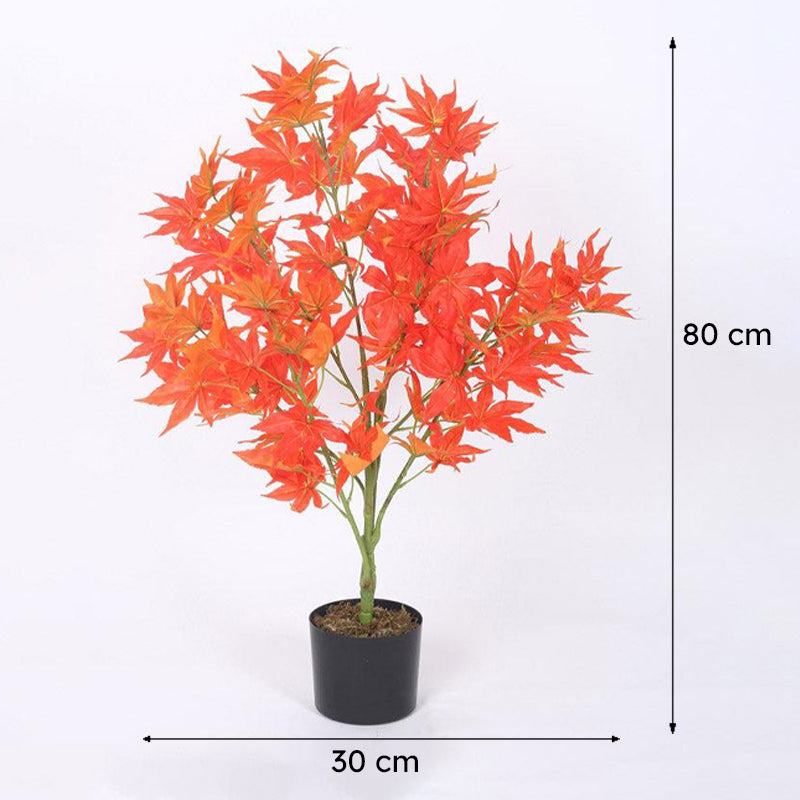 Faux Realtouch Japanese Maple Tree With Black Plastic Pot - 2.6 Feet media 8