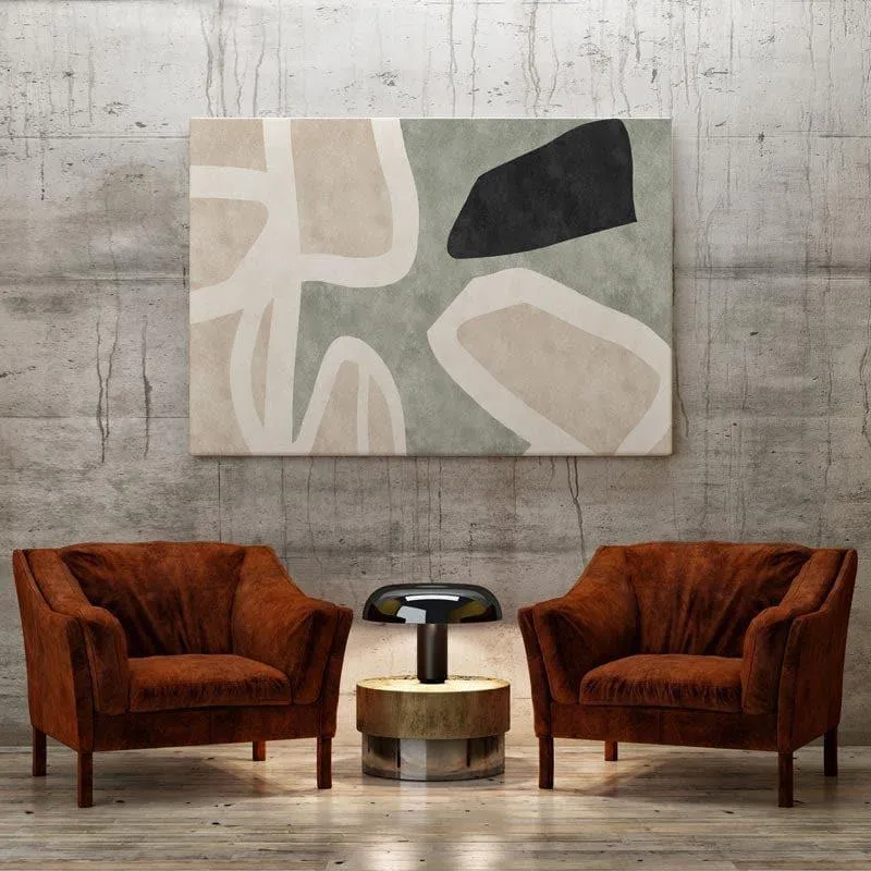 Green Neutral Geometry Wall Painting - Gallery Wrap media 1