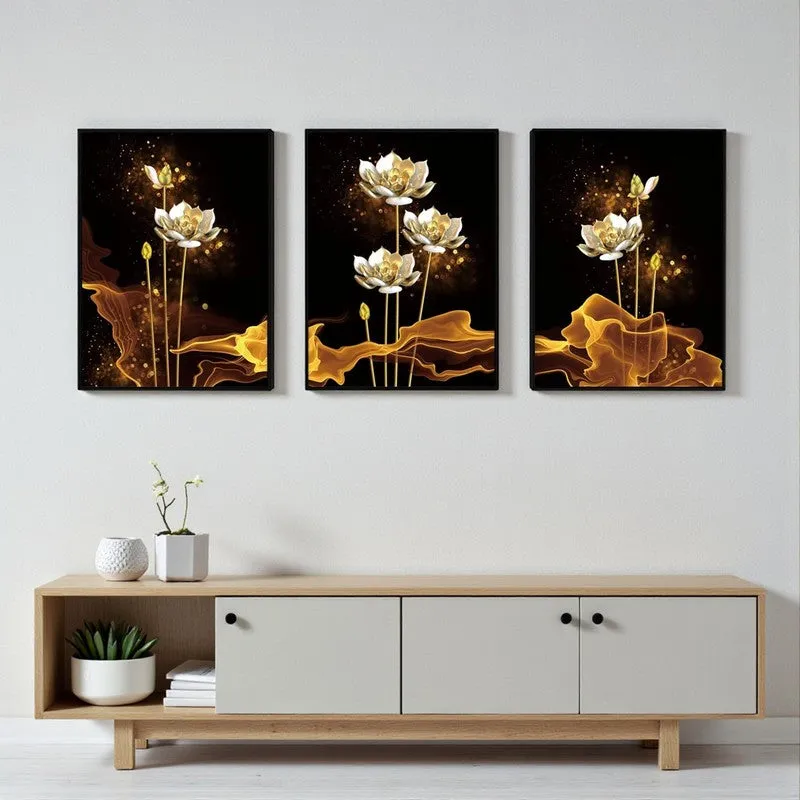 Alba Floral Wall Painting - Set Of Three media 3