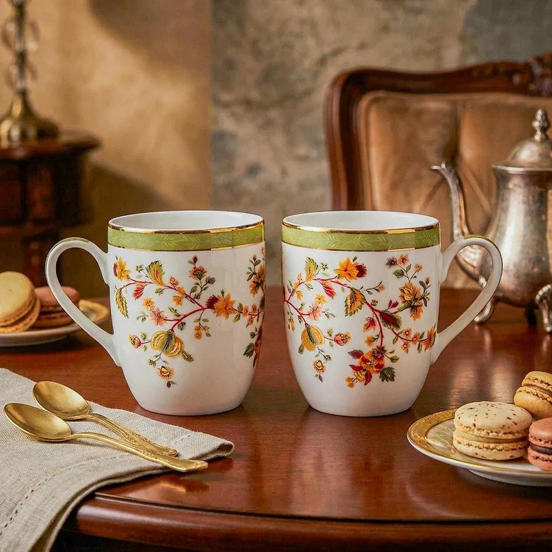 Painted 24k Gold Brushed Porcelain Coffee Mug (280 mL Each) - Set of Two media 3