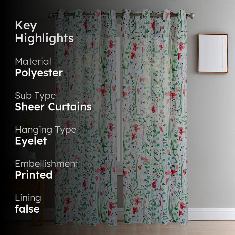 Aersica Linen Texture Sheer Curtain - Set Of Two media 2