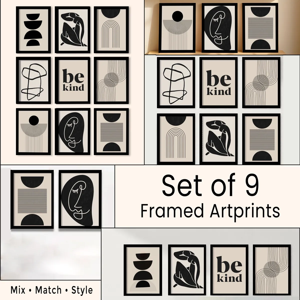 Graphia Line Art Paper Wall Painting - Set Of Nine media 4