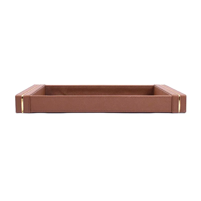 Ceastra Faux Leather Serving Tray - Brown media 4