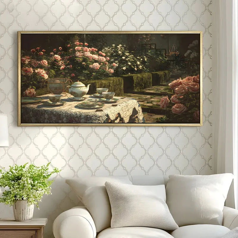 Rose Garden Canvas Wall Painting With Frame media 4
