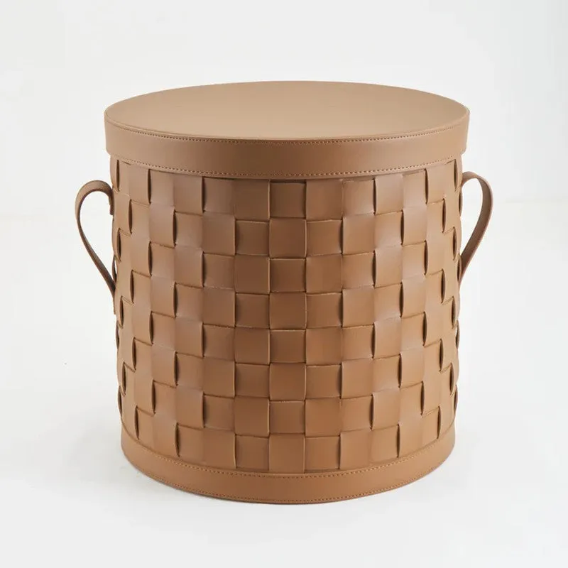Storex Faux Leather Laundry Basket - Brown media 4