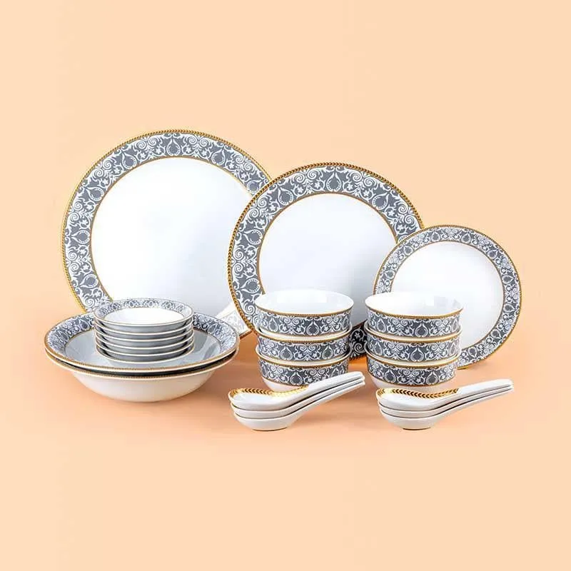 Victorian Grey Dinner Set - 33 Piece Set media 1
