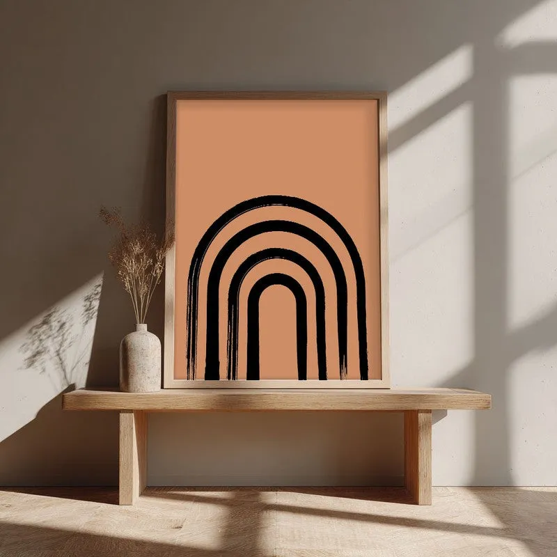 Linear Zen Canvas Wall Painting With Brown Frame media 4