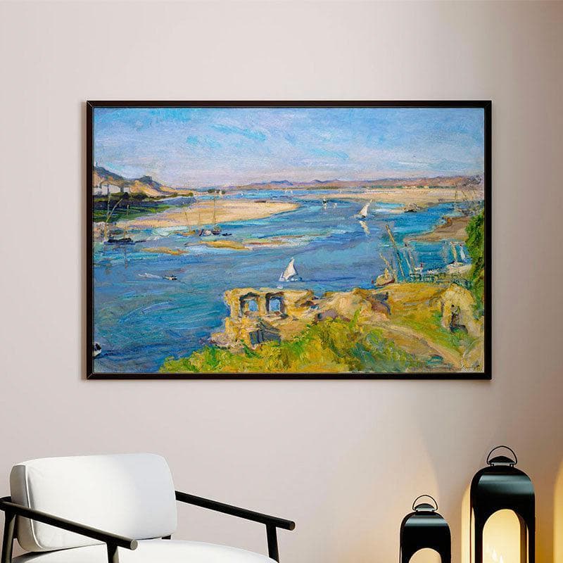 The Nile Canvas Wall Painting - Black Frame