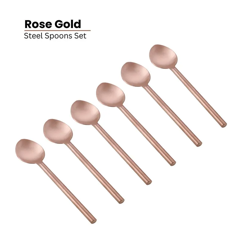 Zarif Stainless Steel Spoon Set (Gold) - Set Of Six media 4