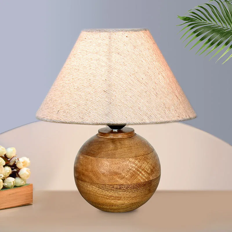 Lark Sphere Fabric Table Lamp - Ivory,Brown media 1