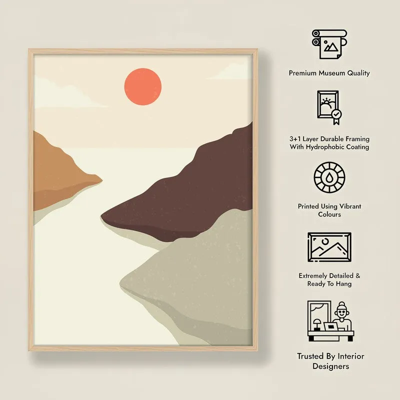 Crimson Horizon Archival Canvas Wall Art - Natural Brown Frame media 8