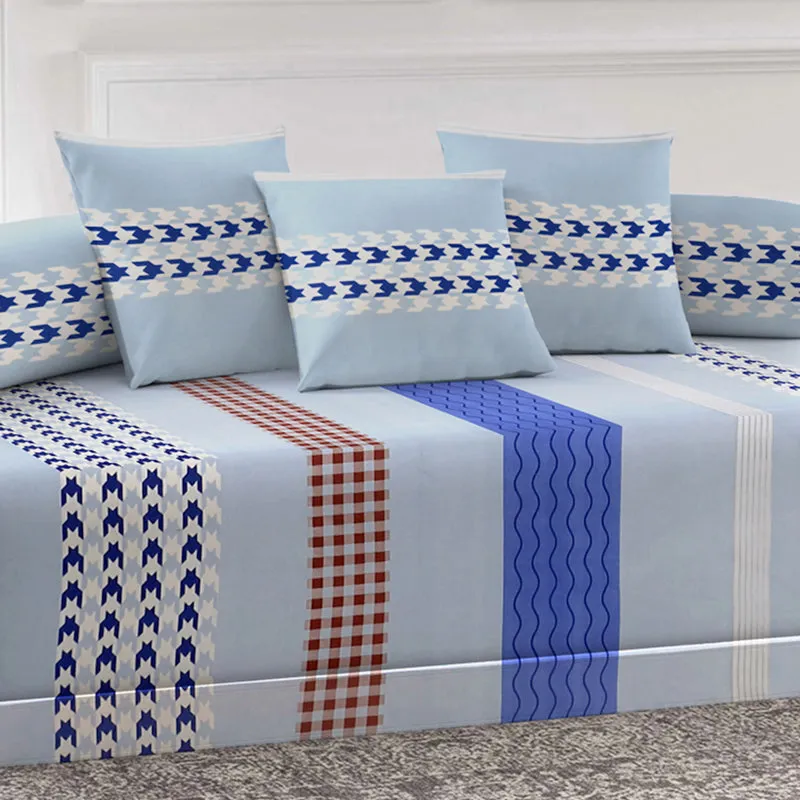 Blue Geometrica Diwan Set - Six Piece Set media 3