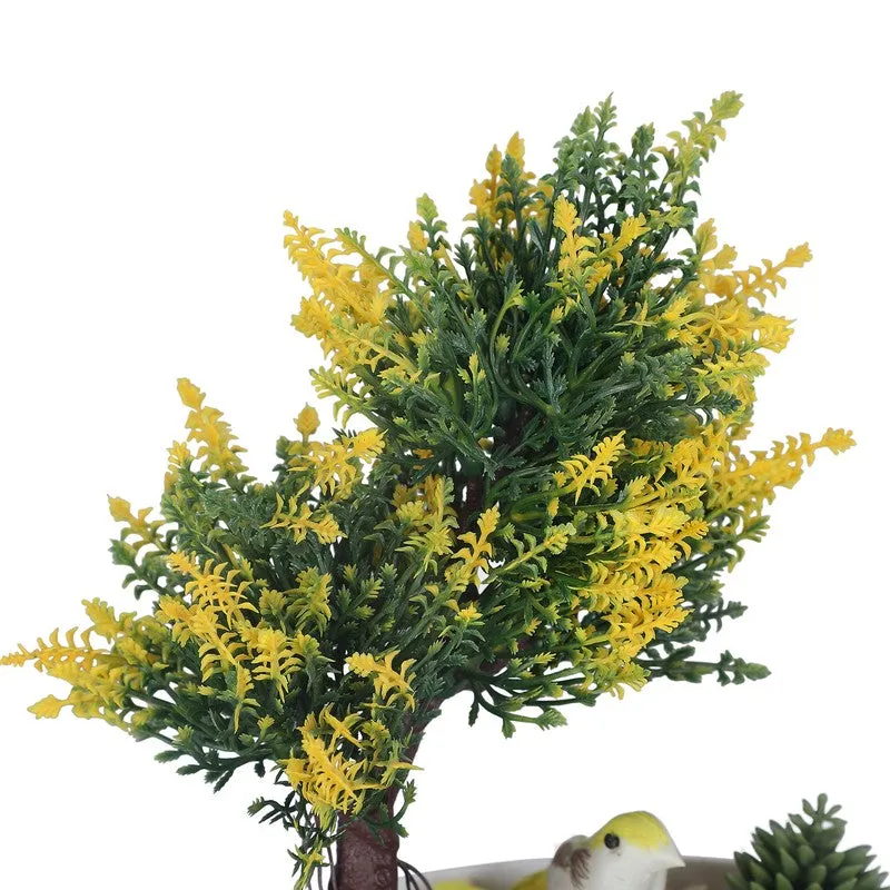 Artificial Bonsai Tree with Cactus and Bird media 3