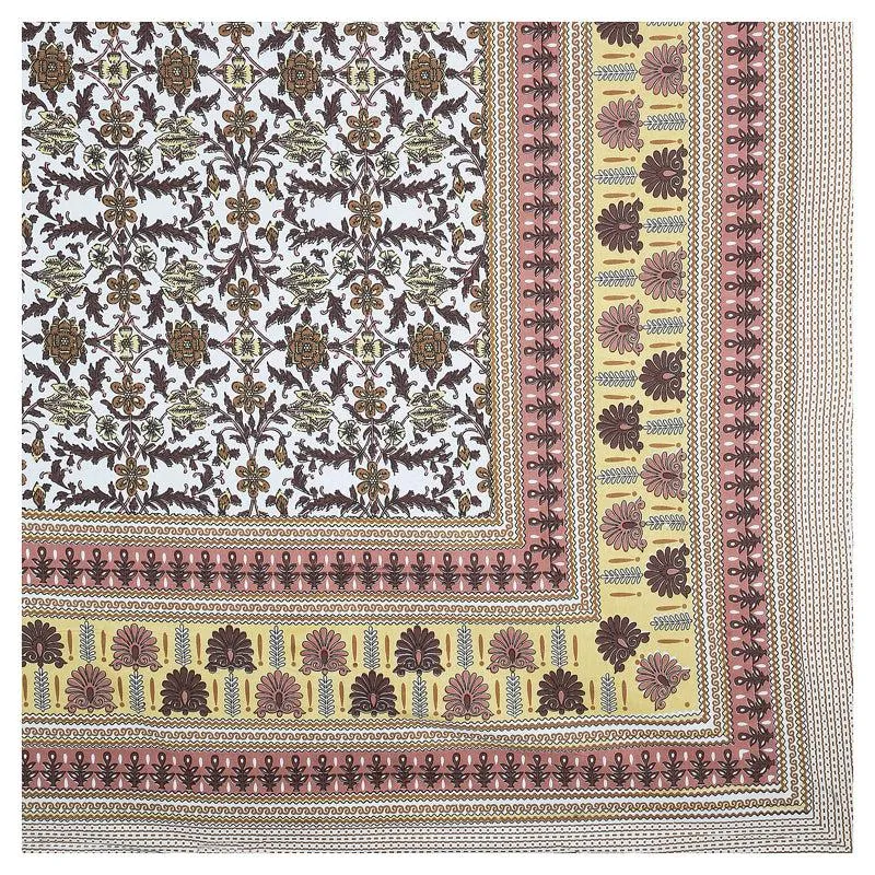 Dakini Ethnic Cotton Bedsheet (Brown,White) - 180 TC media 4