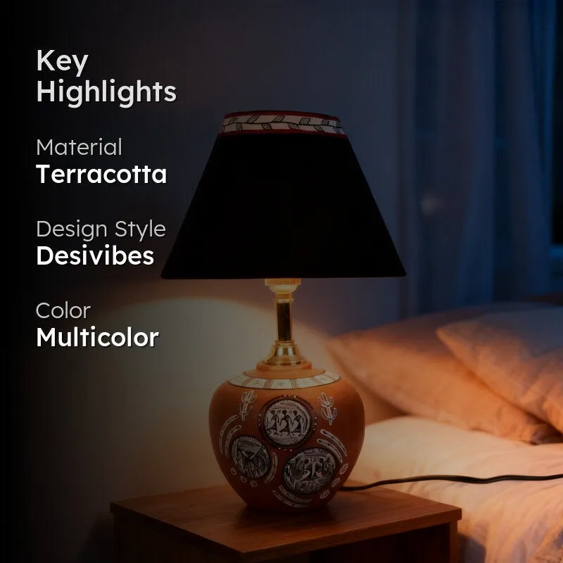 Parva Handcrafted Terracotta Table Lamp - Multicolor media 2