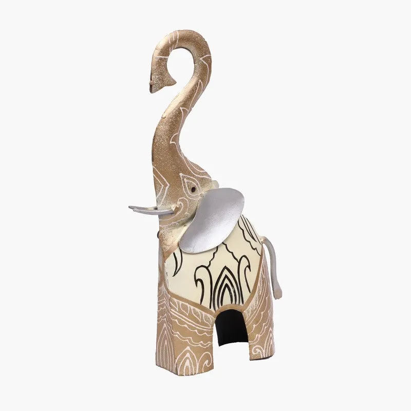 Joyful Gait Elephant Metal Showpiece - Set Of Two media 4