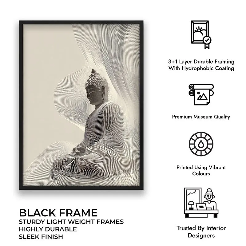 Quiet Contour Buddha Wall Painting With Black Frame media 9