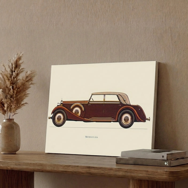 Retro Ride Car Wall Painting - Maroon
