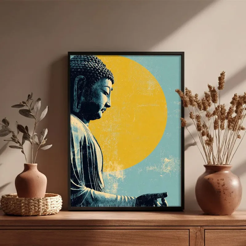 Buddha In Golden Aura II Archival Paper Wall Painting With Black Frame media 6