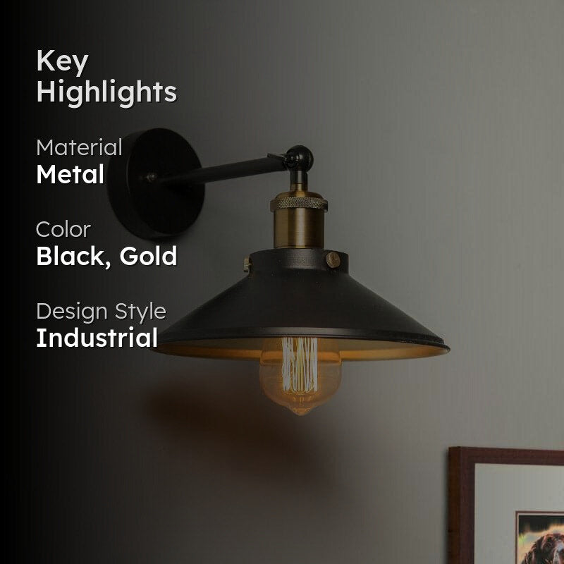 Avena Cone Metal Wall Lamp - Gold media 2